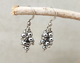 Hematite Bead Cluster Dangle Earrings