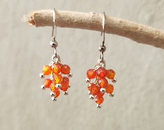 Tangerine Zircon Bead Cluster Dangle Earrings