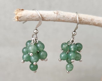 Amazonite Bead Cluster Dangle Earrings