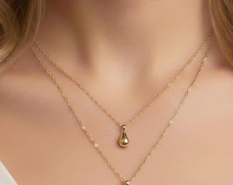 14K Solid Gold Teardrop Cremation Urn Necklace, Ashes Holder Pendant, Memorial Keepsake Jewelry