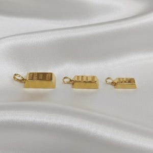 14K Real Gold Bullion Shape Pendant, Gold Bullion Pendant Necklace, Gold Bar Pendant, Unisex Gold Bullion Pendant, Great Gift For Him For Her