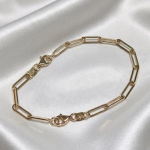 14K Solid Gold Paperclip Necklace Extender: Adjustable Bracelet Extension 14K Real Gold 1' 1.5' 2' 2.5' 3' 3.5' 4 inches Length Paperclip Extenders, Rectangle Chain Necklace Bracelet Extensions, Layering Chain Extender, Adjustable Extension,