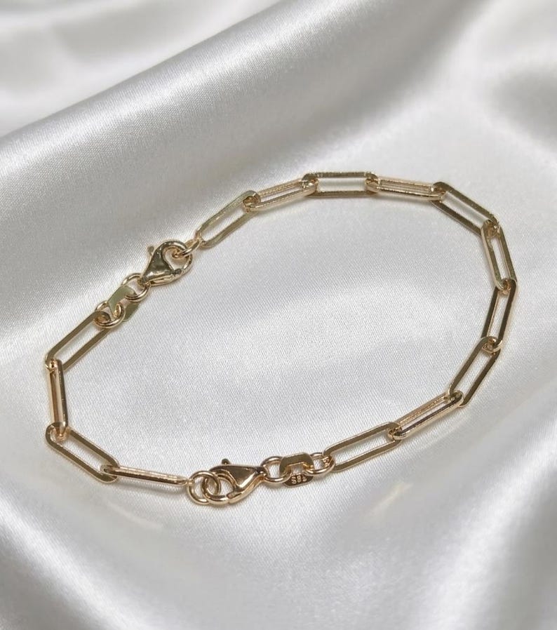 14K Solid Gold Paperclip Necklace Extender: Adjustable Bracelet Extension 14K Real Gold 1' 1.5' 2' 2.5' 3' 3.5' 4 inches Length Paperclip Extenders, Rectangle Chain Necklace Bracelet Extensions, Layering Chain Extender, Adjustable Extension,