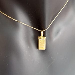 14K Real Gold Bullion Bar Unisex Ingot Pendant