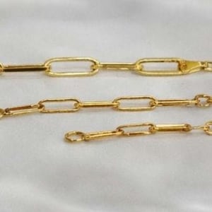 14K Solid Gold Paperclip Necklace Extender: Adjustable Bracelet Extension 14K Real Gold 1' 1.5' 2' 2.5' 3' 3.5' 4 inches Length Paperclip Extenders, Rectangle Chain Necklace Bracelet Extensions, Layering Chain Extender, Adjustable Extension,