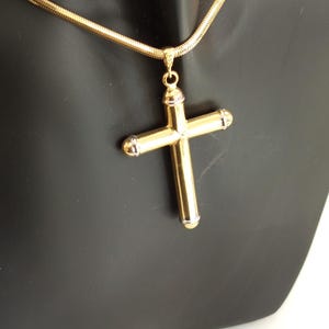 14K Gold Cross Cremation Urn Mourning Pendant: Memorial Ash Keepsake