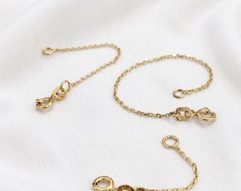Extensor em ouro 14K para colar e pulseira, ajustável em 1, 2, 3 e 4 polegadas.