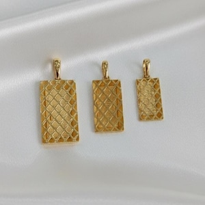 14K Real Gold Bullion Shape Pendant, Gold Bullion Pendant Necklace, Gold Bar Pendant, Unisex Gold Bullion Pendant, Great Gift For Him For Her