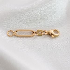 14K Solid Gold Paperclip Necklace Extender: Adjustable Bracelet Extension 14K Real Gold 1' 1.5' 2' 2.5' 3' 3.5' 4 inches Length Paperclip Extenders, Rectangle Chain Necklace Bracelet Extensions, Layering Chain Extender, Adjustable Extension,