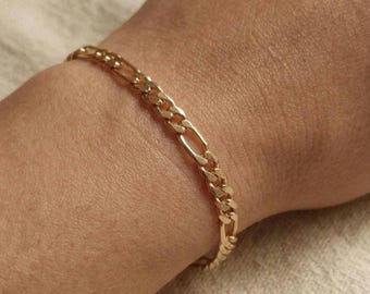 14K äkta guld Figaro-länkarmband, unisexarmband för vardagsbruk
