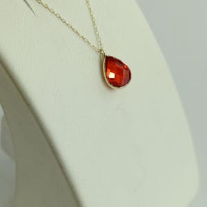 14K Gold Minimalist Halskette, Teardrop Birthstone Halskette, Minimalist Pear Form Halskette, Alle Birthstone Farben CZ, Geschenk für ihren Geburtstag,