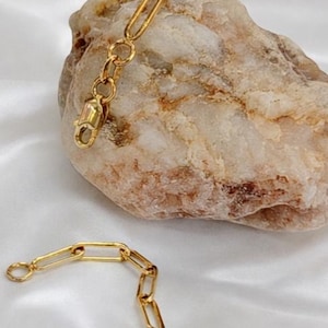 14K Solid Gold Paperclip Necklace Extender: Adjustable Bracelet Extension 14K Real Gold 1' 1.5' 2' 2.5' 3' 3.5' 4 inches Length Paperclip Extenders, Rectangle Chain Necklace Bracelet Extensions, Layering Chain Extender, Adjustable Extension,