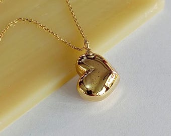 14K Solid Gold Heart Cremation Urn Necklace, Memorial Keepsake Pendant, Human Pet Ashes Holder
