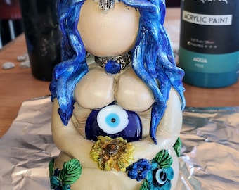 Made to order OOAK Evil Eye handmade clay goddess statue