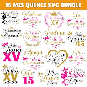Mis Quince Anos SVG Bundle: Latina Birthday, Quince Squad (Digital Download)