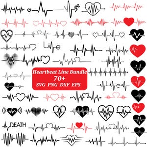 Heartbeat SVG-bundel - Heartbeat-patronen voor Cricut - HEARTBEAT-clipart, Heartbeat Svg-bestanden knippen voor Cricut, Heartbeat-svg