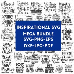 Motivational Svg Bundle Positive Quote svg Affirmation svg Cute Inspirational svg, Saying Svg, Png Files, Funny Quotes cut files