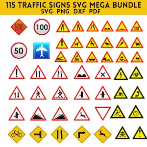 Traffic Signs SVG Bundle: Road Signs Clipart (Digital Download)