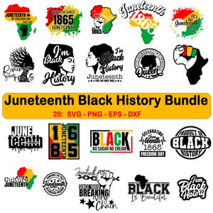 Juneteenth SVG PNG Bundle, Mois de l'histoire des Noirs, célébrer 1865, nous sommes l'histoire des Noirs, Roi noir nutrition svg, Fêter Juneteenth