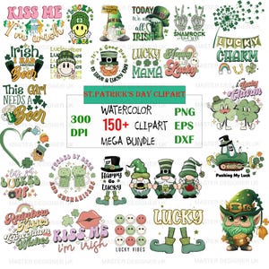 St Patrick&#39;s Day SVG - Happy Go Lucky SVG - Grünes Aquarell irische Kunst - St Patrick&#39;s Day SVG - Kobold Shamrock Clipart