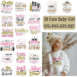 Niedliche Baby Mädchen svg bund - 20 lustige Baby Strampler svg – Neugeborene svg – Neugeborene Baby Mädchen svg Dateien für Cricut