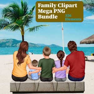 Lot de cliparts famille : maman, papa, enfants, meilleurs amis | Fichiers PNG | Portrait de famille - DIY frère, soeur, fête des pères, fête des mères