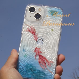 iPhone-hoesje met kleurverloop Koi Water Ripple – Hoogwaardig handgemaakt origineel ontwerp voor Apple-apparaten, exclusieve, niet-handgeschilderde stijl