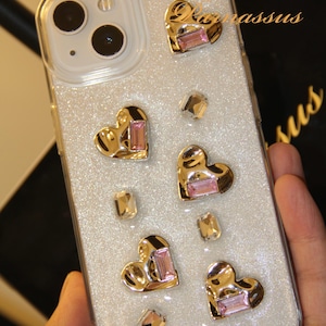 3D Diamond Heart Laser iPhone Case, Holographic Resin Shockproof Cover, Luxury Bling Apple Case, Stylish Protective Phone Case
