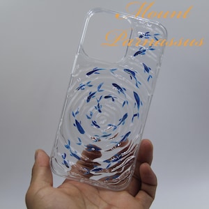 3D-telefoonhoesje waterrimpelhars – blauw goudvisontwerp met geluksbrenger Esthetisch, uniek en stijlvol voor iPhone en Android
