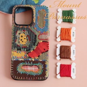 Nouvelle coque de téléphone personnalisée en tissu brodé à plusieurs patchs - Un mélange vibrant de couleurs et de formes, parfaite pour les festivals et les cadeaux uniques