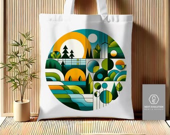 Geometrisk konsttygväska: Miljövänlig shoppingväska i polyester