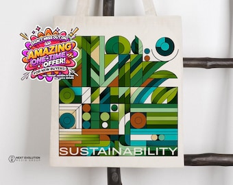 Miljövänlig tygkasse: Återanvändbar shoppingkasse med geometrisk grön konst