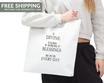 Inspirerande tygkasse: Bekräftelse av gudomliga välsignelser, återanvändbar shoppingkasse