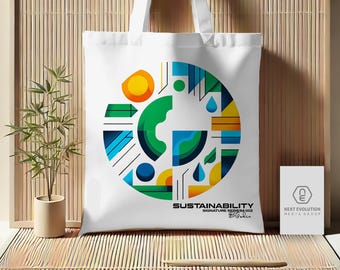 Geometrisk jordväska: Miljövänlig återanvändbar shoppingväska i canvas