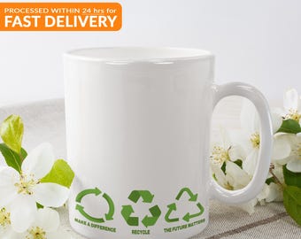 Eco-Friendly Recycle Mug Sustainable Ceramic Coffee Cup Green Design for Environmental Enthusiasts
