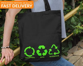 Miljövänlig tygkasse - Gör skillnad, återvinn, hållbar shopping, grönt boende, present till miljöaktivister