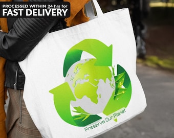 Miljövänlig tygkasse: Bevara vår planet-design, återanvändbar shoppingkasse