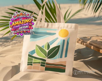 Geometrisk naturdesign i canvas - miljövänlig återanvändbar shoppingkasse