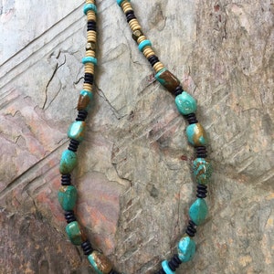 Turquoise Nuggets and Heishi Choker Necklace, Southwest.