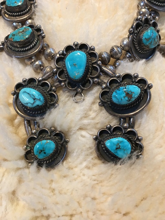 272 Gram Stellar Vintage Native American Navajo Sterling Silver Squash Blossom Necklace 272 Gram Stellar Vintage Native American Navajo Sterling Silver Squash Blossom Necklace