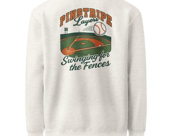 Baseball Sweatshirt Pinstripe Layers Swinging for the Fences Crewneck