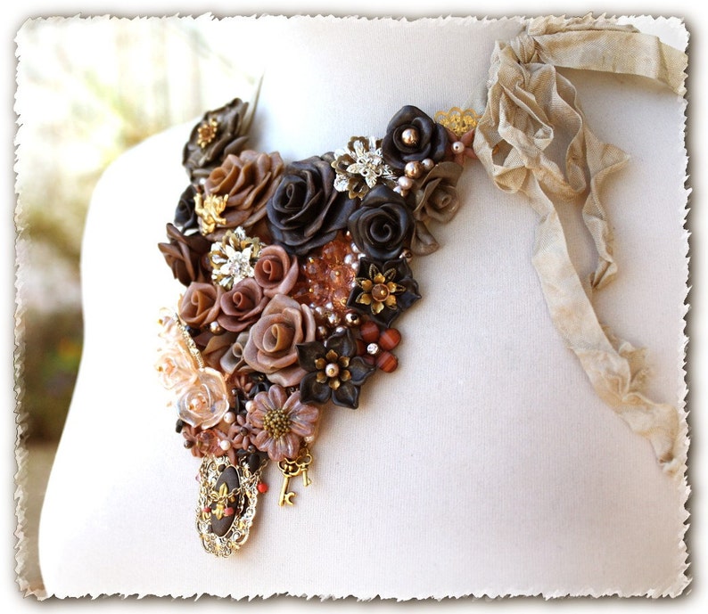 TUTORIAL // Vintage Repurposed Jewelry Statement Necklace PDF Etsy