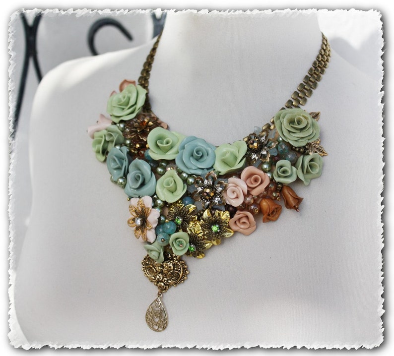 TUTORIAL // Vintage Repurposed Jewelry Statement Necklace PDF Etsy