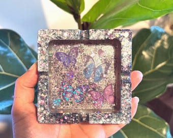Handmade Glitter Butterfly Resin Ashtray