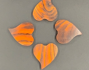 Set of 4 cocobolo hearts
