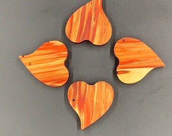 Set of 4 flame box elder hearts