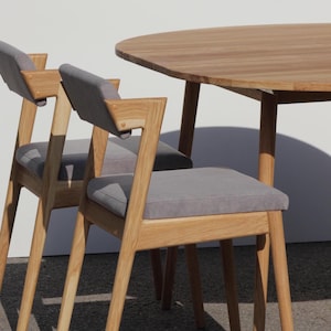 Wooden Dining Chairs Set of 2, Set of Two Designer Dining Chairs, Pair of Premium Chairs for Dining Room, Set of Oak Wood and Textile Chairs