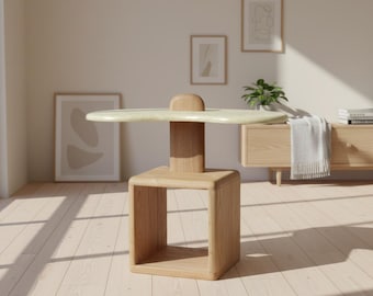 Unique Coffee Table – Whimsical Upcycled Furniture Made From Recycled Materials, Modern Japandi Books Or Side Table For Eco Decor