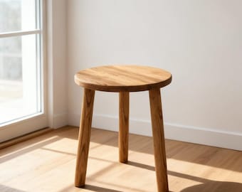 Handmade Wooden Stool – Oak Step Stool For Kitchen, Plant Stand, Modern Scandinavian Design