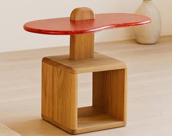 Recycled Coffee Table, Unique Wooden Side Table, Upcycled Japandi Furniture, Funky Books Table